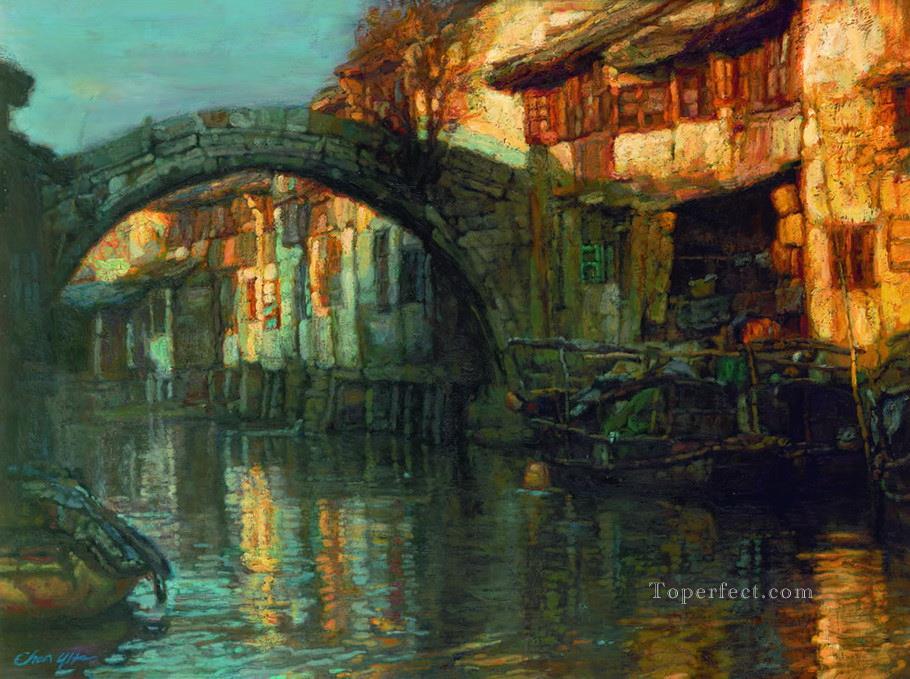 Water Towns Rhythm of Autumn Landscapes from China Oil Paintings